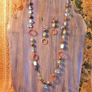 Gypsy Semi-Precious Stone/Bead Necklace & Earrings